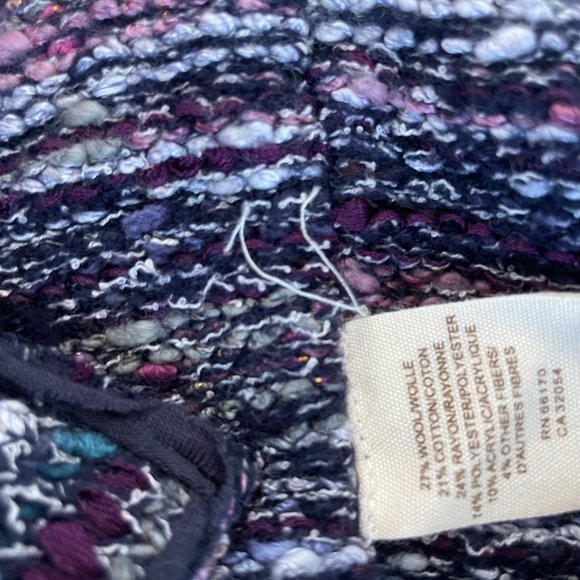 Free People Multicolored Cardigan Knit Wool Blend Raw Seam Coat Turtle Neck - Picture 5 of 5